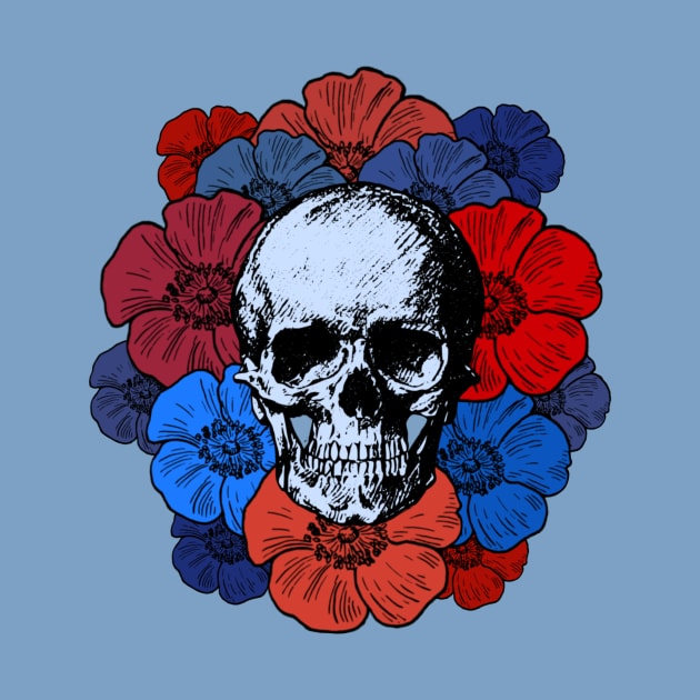 Skull and Flowers by LefTEE Designs