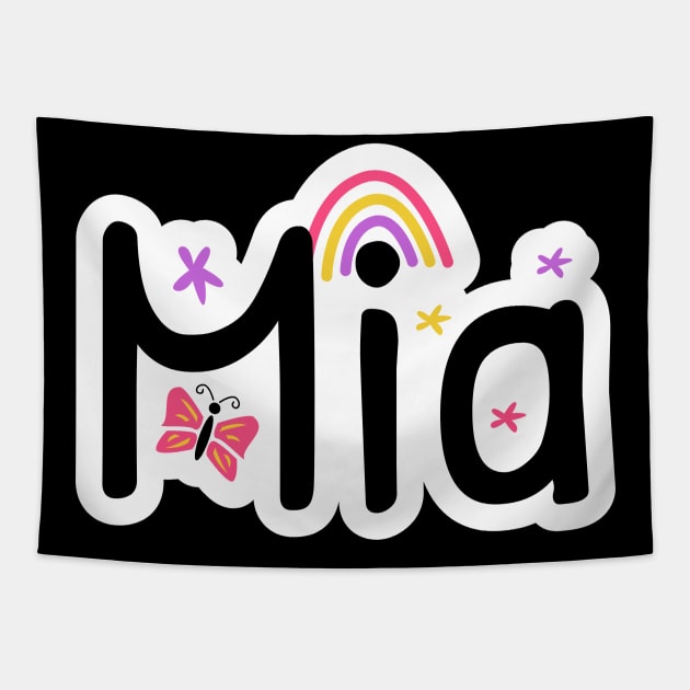 Mia name cute design Tapestry by BrightLightArts
