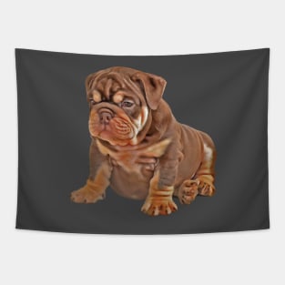 Bulldog Puppy Cute and Chubby Tapestry