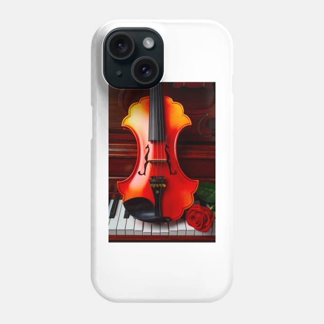 Red Rose With Baroque Violin Phone Case by photogarry