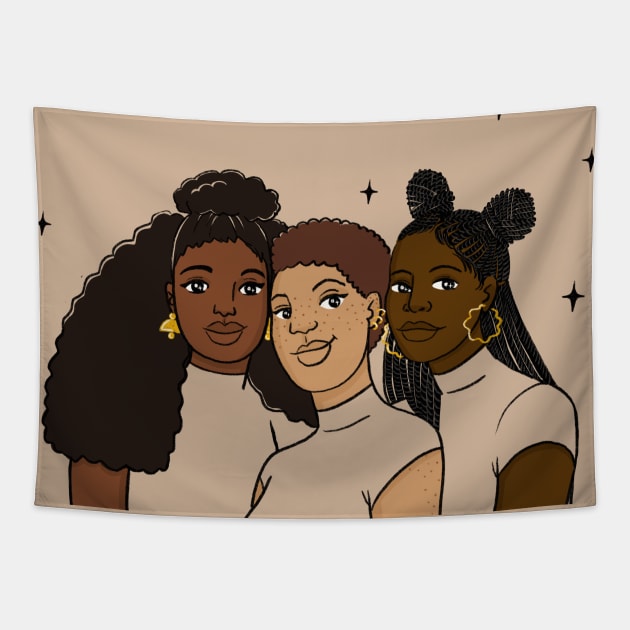 Brown Skin Girls Tapestry by Coily And Cute