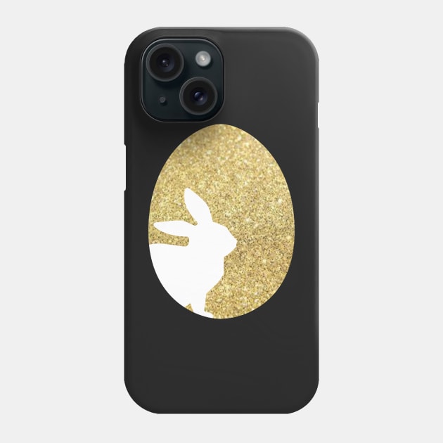 Easter Bunny Silhouette in Gold Faux Glitter Easter Egg Phone Case by Felicity-K