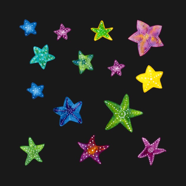 Small Watercolor Starfish Stickers by dragonstarart