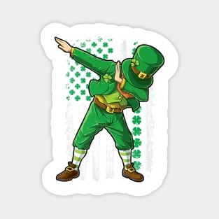 Dabbing Leprechaun Irish American Flag St Patricks Day Magnet