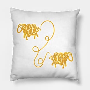 Connected sheep on mustard Pillow