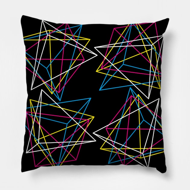 Tetrahedron CMYK colors II (Dark) Pillow by TONYSTUFF