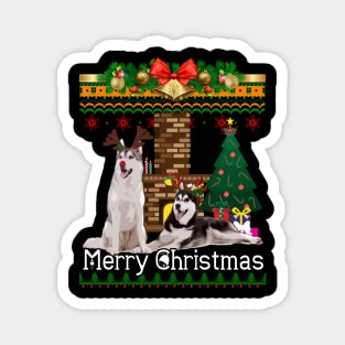 Ugly Christmas Sweater SIBERIAN HUSKY Magnet