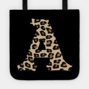 Letter A Leopard Cheetah Monogram Initial Tote