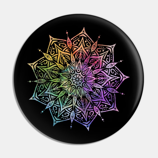 Rainbow Pride Mandala Pin by Liquid Feline