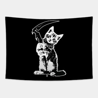 Super Cute Grim Reapurr Kitty, Death Cat, Funny Reaper Tapestry