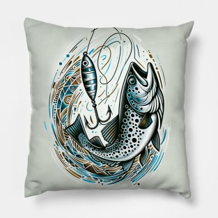 Rainbow Trout and Fishing Lure Pillow