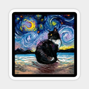 Black Tuxedo Cat Night 2 Magnet