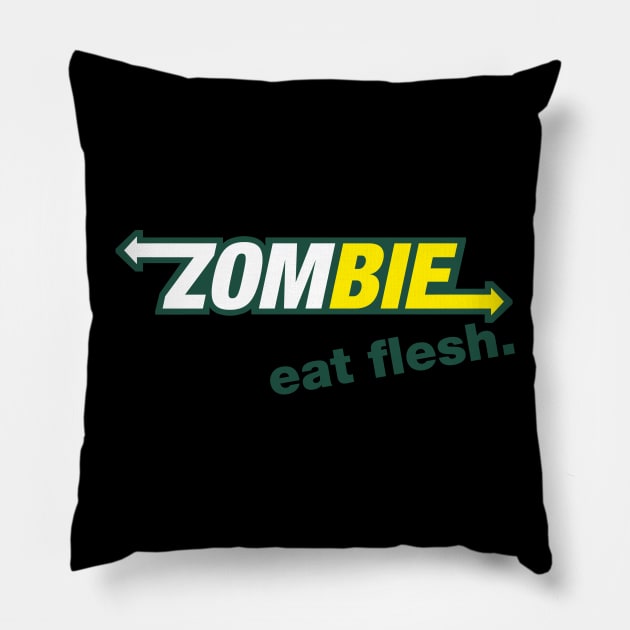 Subway Zombies: Eat Flesh Pillow by ThatTeeShop