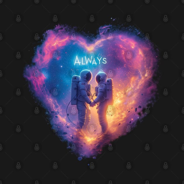 Valentines Day gift - Always - Eternal Love Astronauts Sci-Fi Valentine's Day Art Print by Mephisto696