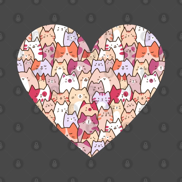 Cute cats in a heart illustration by Yarafantasyart