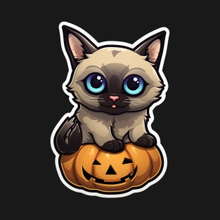 Cute Siamese Cat Lover Funny Halloween Siamese Cat T-Shirt