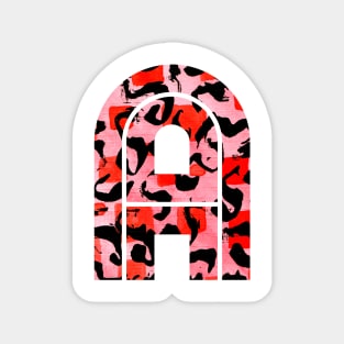 Abstract Letter A Watercolour Leopard Print Alphabet Red Magnet