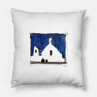 Blue navy sky and white landscape Pillow