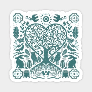 Rustic Early American Tree Of Life Woodcut Magnet