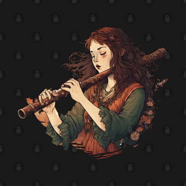 musical instrument | beautiful girl with flute by A&A