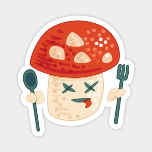 Funny Poisoned Cartoon Mushroom Character Magnet