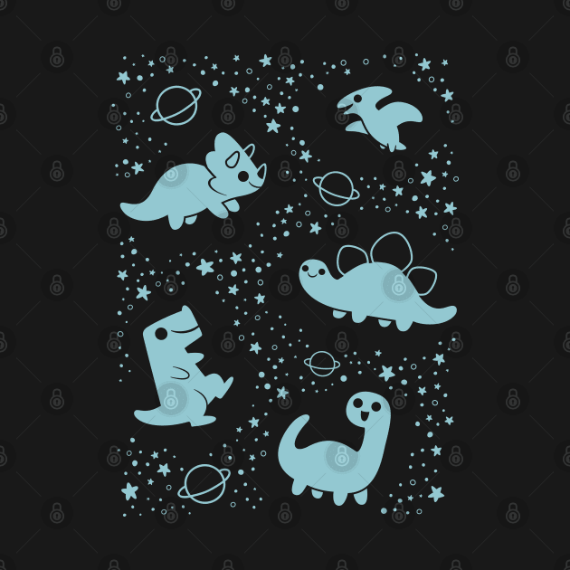 Cute Space Dinosaurs Blue by KristyKate