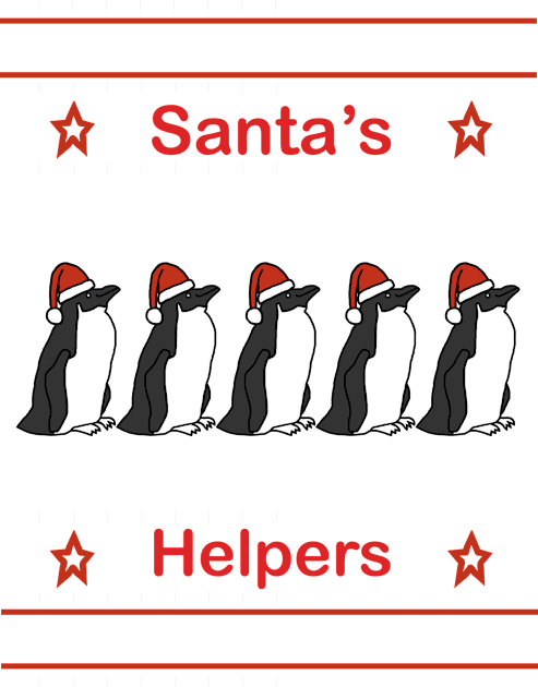 Santas Helpers Christmas Sweaters Penguins Kids T-Shirt by ellenhenryart