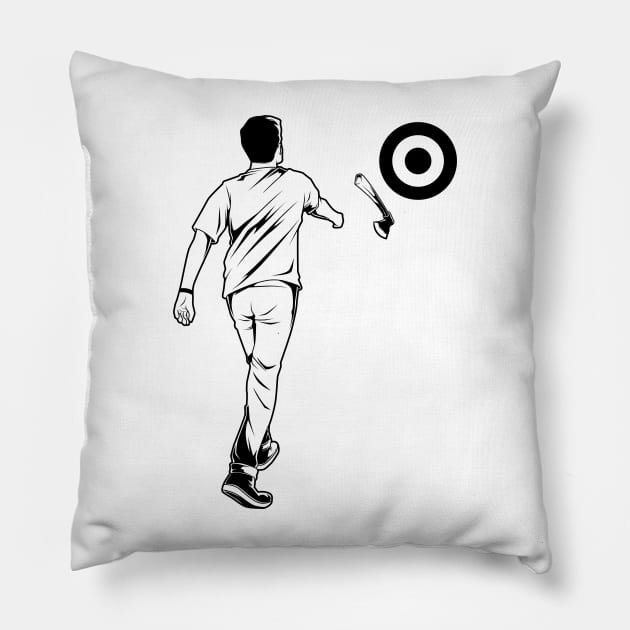 Man throwing axe - axe throwing Pillow by Modern Medieval Design