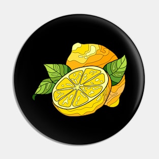 Lemon And Slices Of Lemon Cartoon Pin