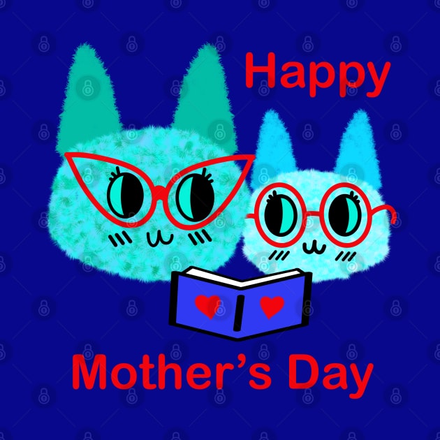 Mother’s Day Fuzzy Reading Cats by chowlet