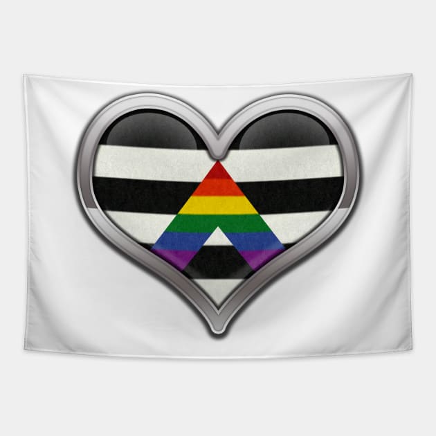 Large Chrome Heart in LGBT Ally Pride Flag Colors Tapestry by LiveLoudGraphics