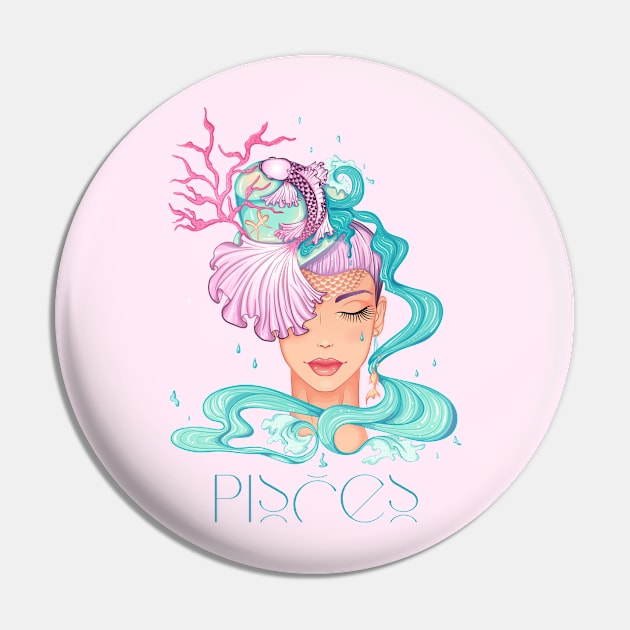 Pisces Zodiac Sign Beautiful Girl Pin by Violete Designs