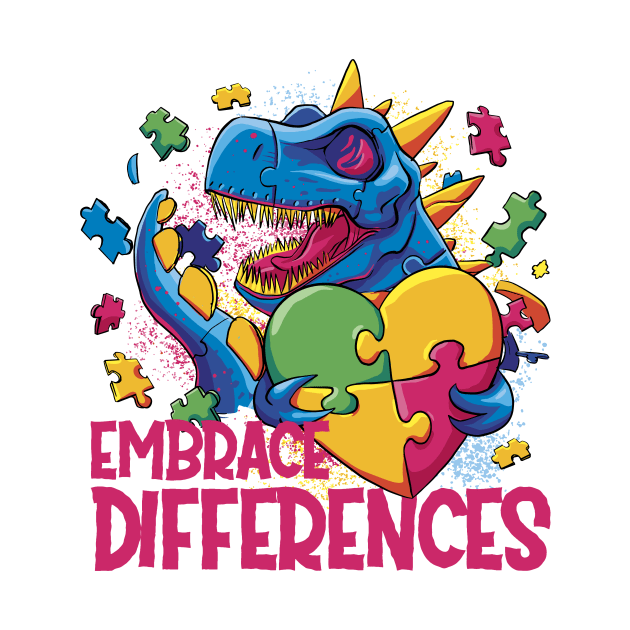 Autism Awareness Dinosaur Design for Love and Acceptance Embrace Differences by star trek fanart and more