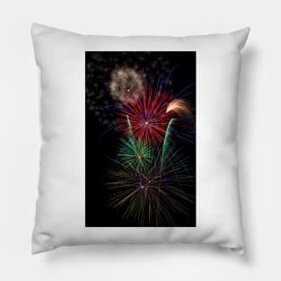 Fireworks Bursting Colors In The Night Pillow