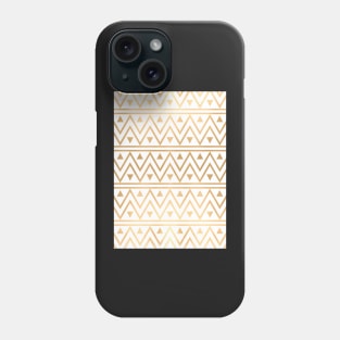 White & Gold Chevron Pattern Phone Case