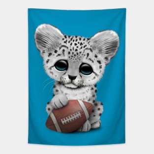 Snow Leopard Cub Playing With Football Tapestry