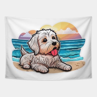 Dog on the beach Westie West Highland Terrier Tapestry