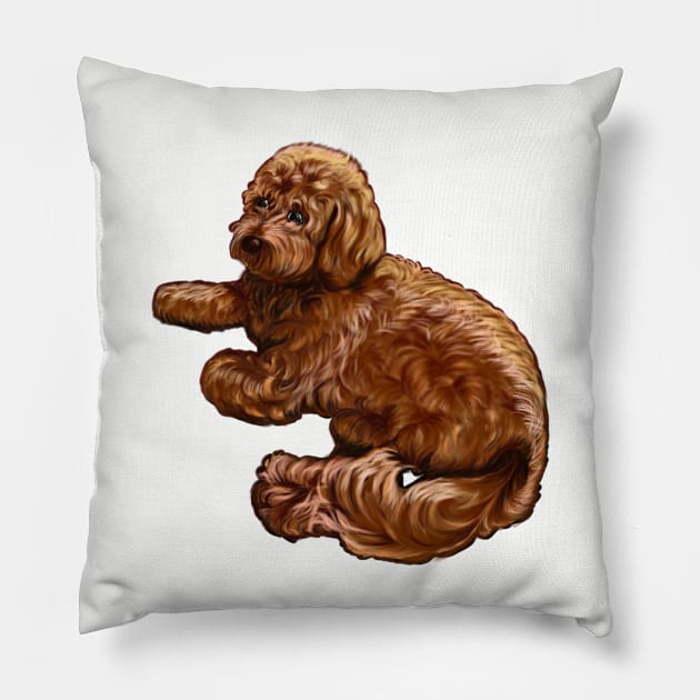 cavalier king charles spaniel poodle Cavapoo puppy dog vogue pose - puppy love Pillow by Artonmytee