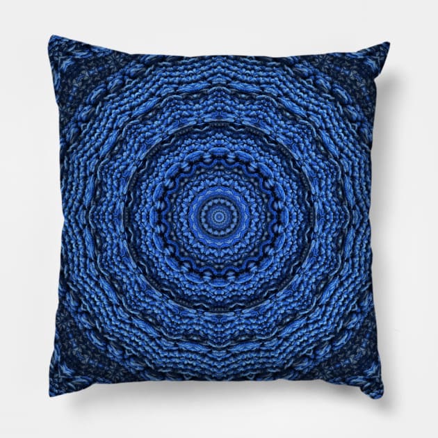 Mandala Kaleidoscope in Shades of Blue Pillow by Crystal Butterfly Creations