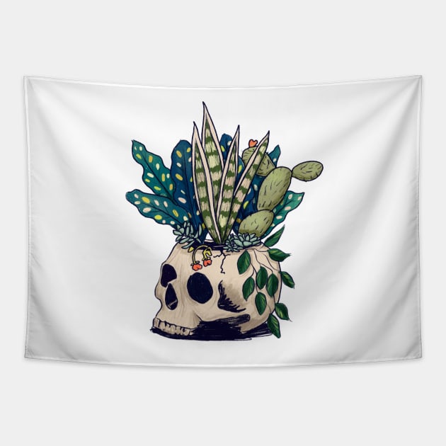 Plants Growing from a Skull Tapestry by ChloesNook