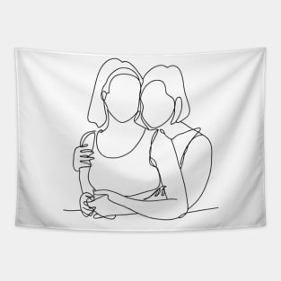 Minimalist Lesbian Couple in Love Tapestry