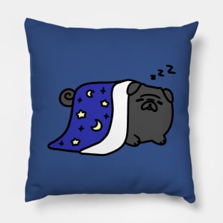 Sleepy Black Pug Pillow