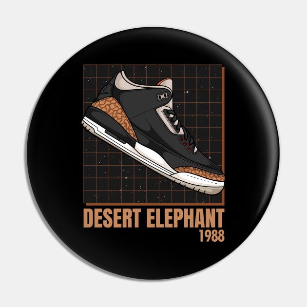 AJ 3 Desert Elephant Sneaker Pin by milatees