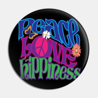 Peace, Love, Hippieness (in color) Pin