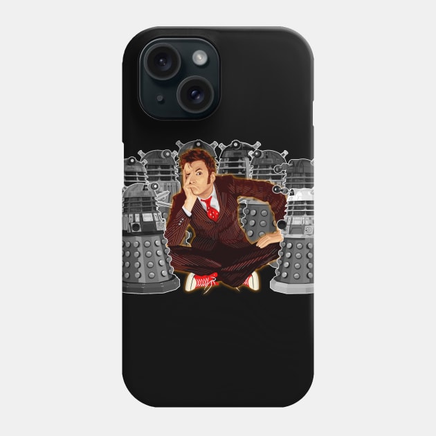 10th Doctor captured by mini dalek Phone Case by Dezigner007