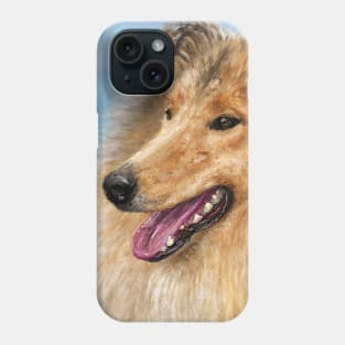 Painting of a Blond Furry Collie Dog Phone Case