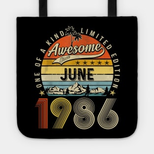 Awesome Since June 1986 Vintage 37th Birthday Tote