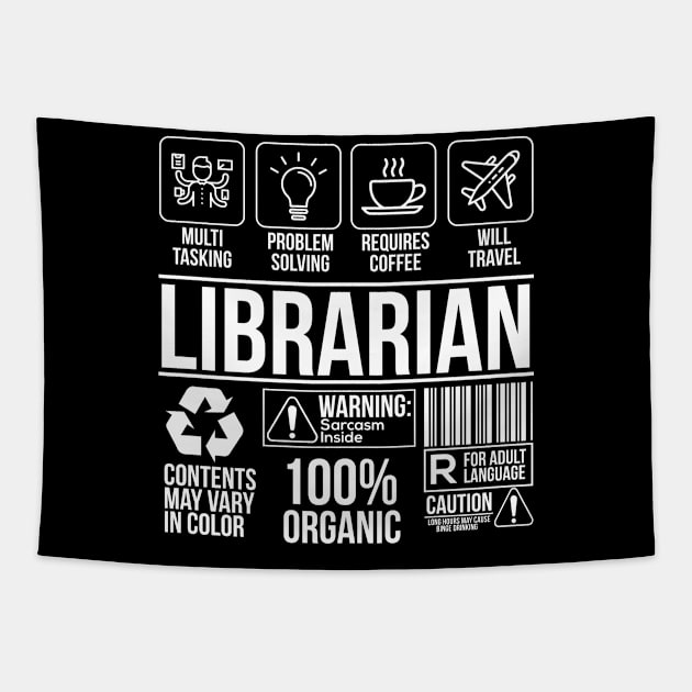 Librarian Label Funny Organic Humor Tapestry by Mellowdellow