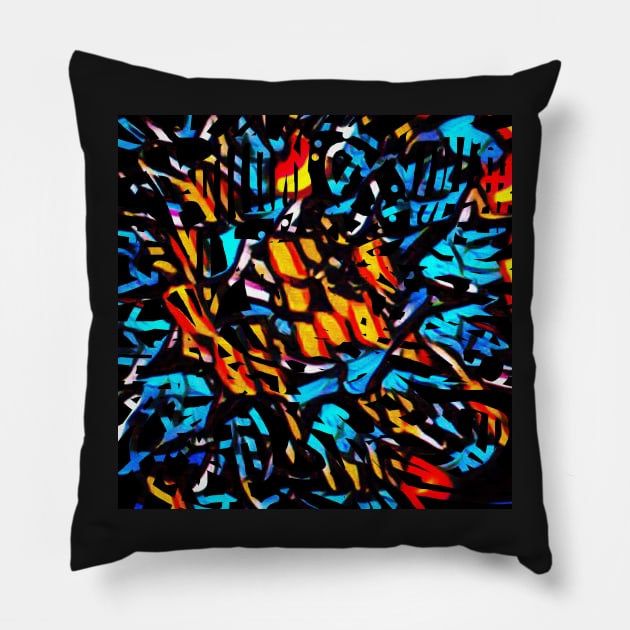 Electric Storm. Abstract design featuring bold primary colors. Pillow by innerspectrum