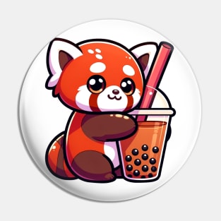 Red Panda Boba Pin